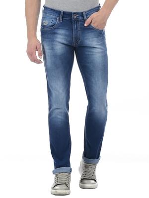 blue cotton blend washed jeans - 15338489 - Standard Image - 1