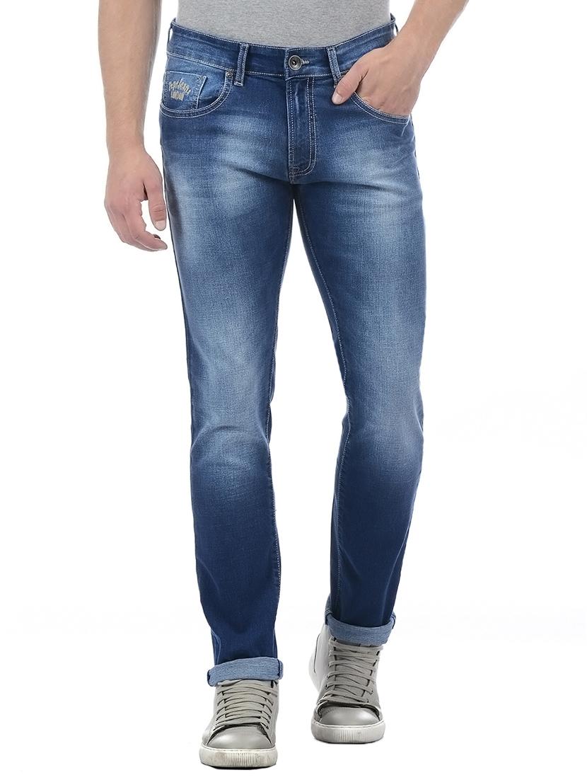 blue cotton blend washed jeans - 15338489 - Zoom Image - 1