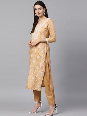 embroidered unstitched straight pant suit - 15338739 - Standard Image - 2