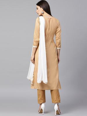 embroidered unstitched straight pant suit - 15338739 - Standard Image - 3