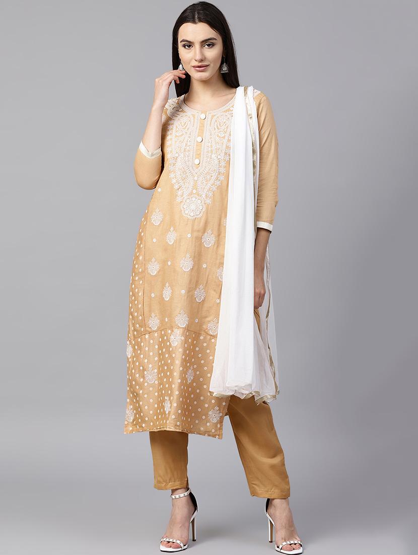 embroidered unstitched straight pant suit - 15338739 - Zoom Image - 1