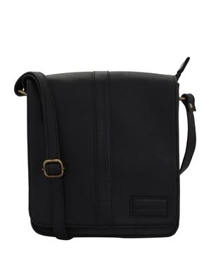 black leatherette (pu) messenger sling bag - 15338892 - Standard Image - 1