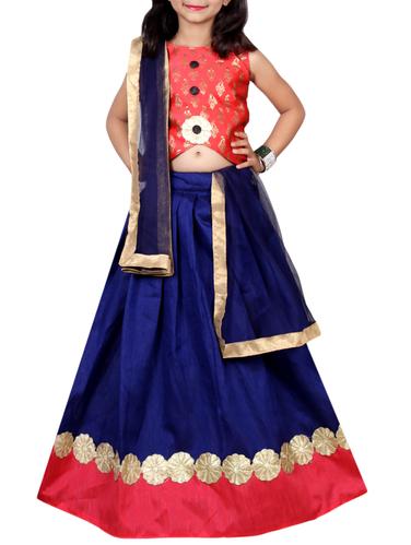 blue silk blend lehnga choli - 15338962 - Very Small Image - 1