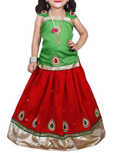 red silk blend lehnga choli - 15338966 - Very Small Image - 1