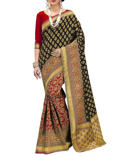 Zari half and half saree with blouse - 15339106 - Very Small Image - 1