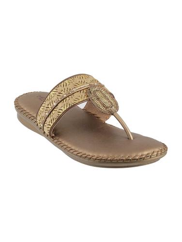 gold faux leather toe separator sandals - 15339453 - Very Small Image - 1