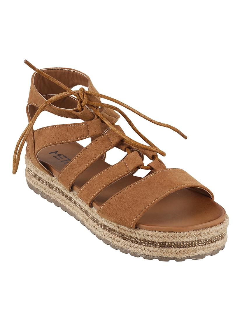 brown faux leather gladiators sandals - 15339455 - Zoom Image - 1