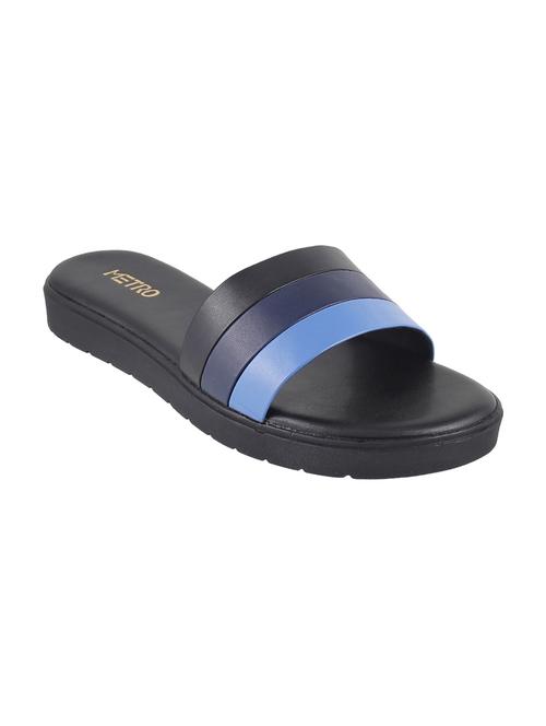 blue faux leather slip on sandals - 15339457 - Standard Image - 1