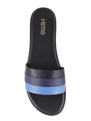blue faux leather slip on sandals - 15339457 - Standard Image - 4