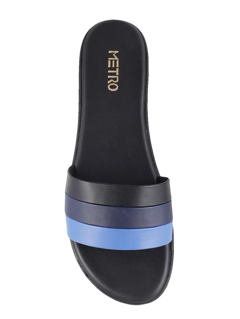 blue faux leather slip on sandals - 15339457 - Zoom Image - 4