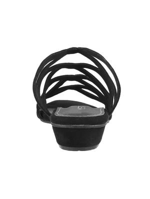black faux leather slip on sandals - 15339460 - Standard Image - 3