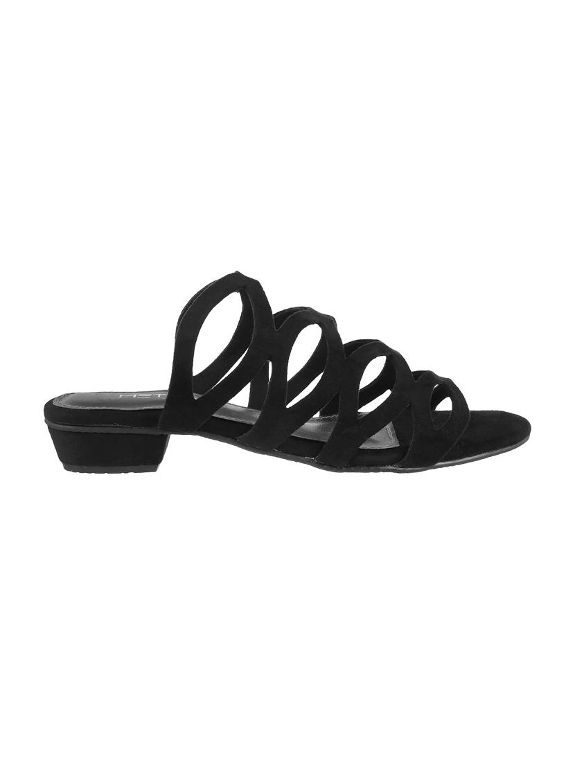 black faux leather slip on sandals - 15339460 - Zoom Image - 2