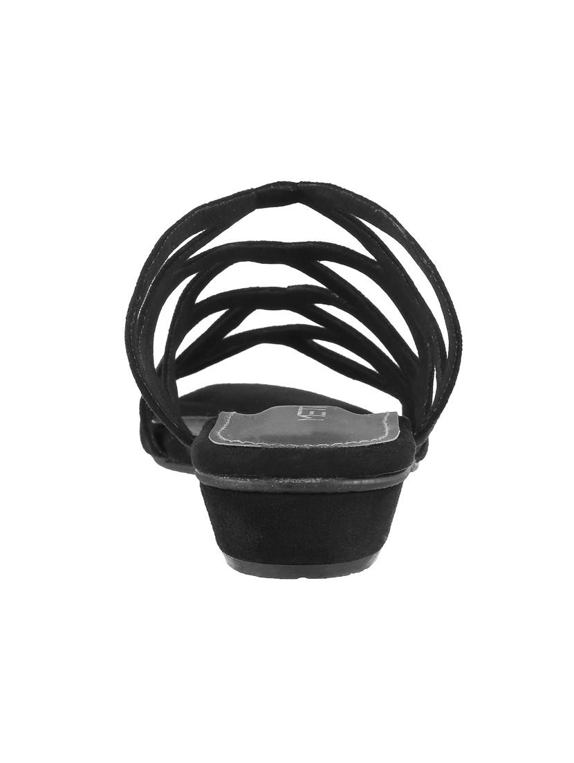 black faux leather slip on sandals - 15339460 - Zoom Image - 3