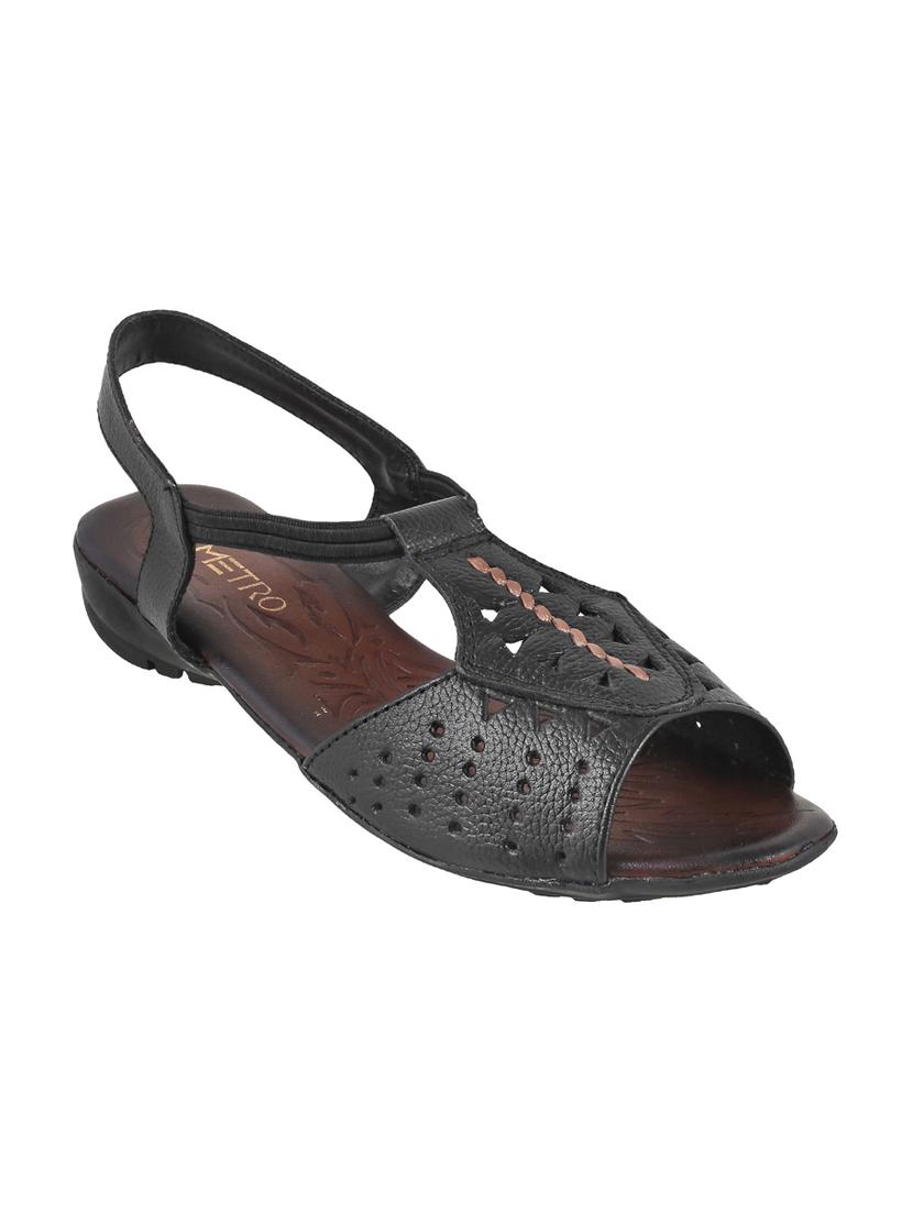 black faux leather back strap sandals - 15339483 - Zoom Image - 1