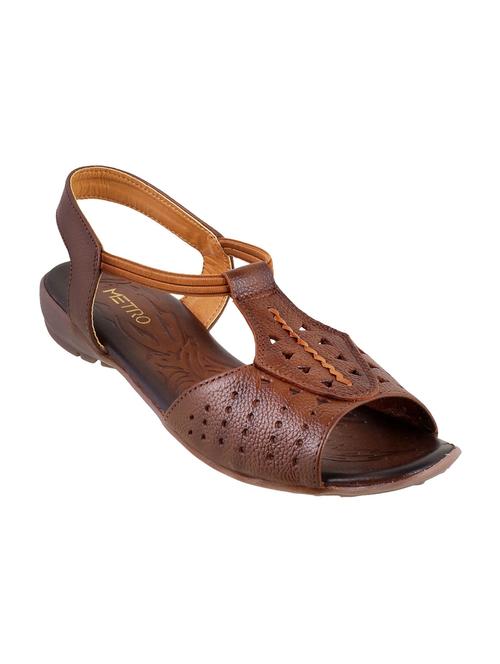 brown faux leather back strap sandals - 15339484 - Standard Image - 1