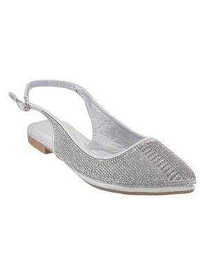 silver faux leather back strap sandals - 15339496 - Standard Image - 1