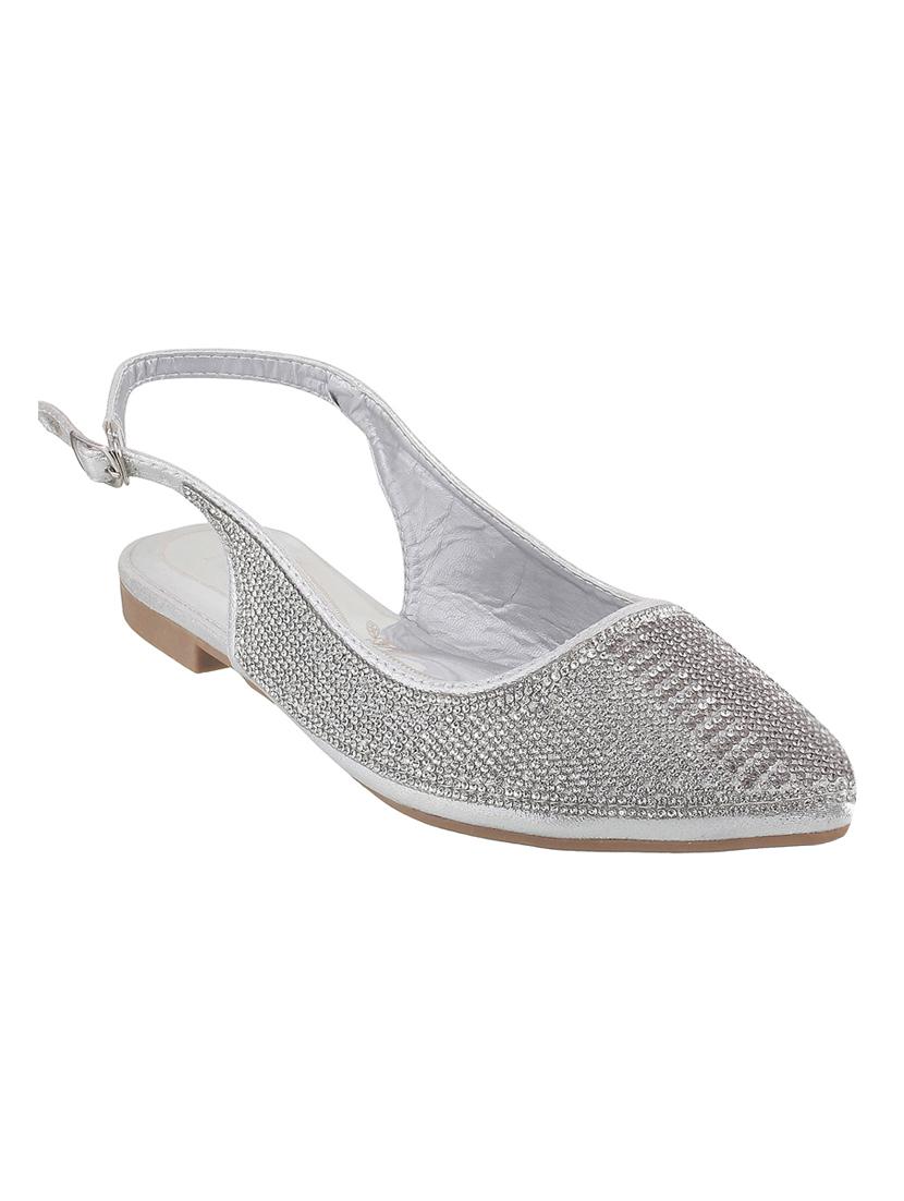silver faux leather back strap sandals - 15339496 - Zoom Image - 1
