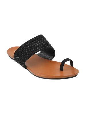 black leatherette one toe sandals - 15339512 - Standard Image - 1