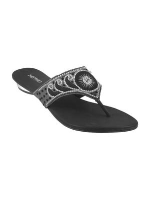 black faux leather toe separator sandals - 15339533 - Standard Image - 1