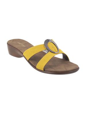 yellow faux leather slip on sandals - 15339545 - Standard Image - 1