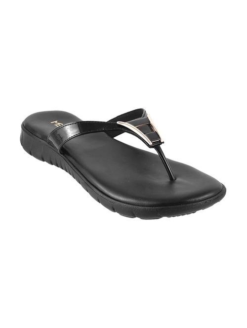 black faux leather flip flops - 15339565 - Standard Image - 1