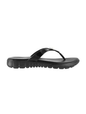 black faux leather flip flops - 15339565 - Standard Image - 2