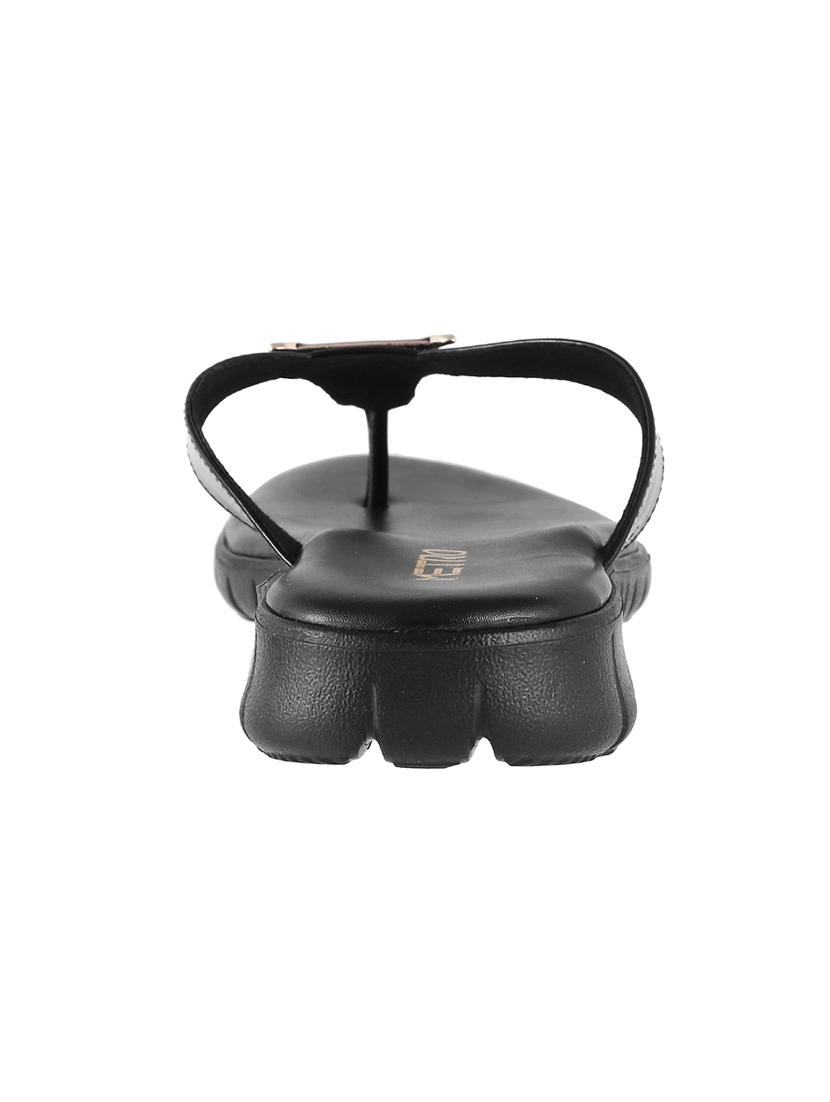 black faux leather flip flops - 15339565 - Zoom Image - 3