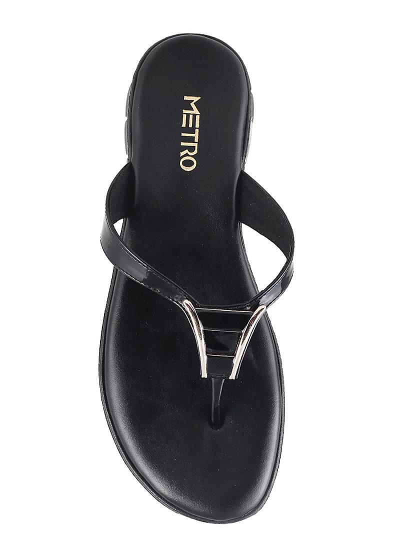 black faux leather flip flops - 15339565 - Zoom Image - 4