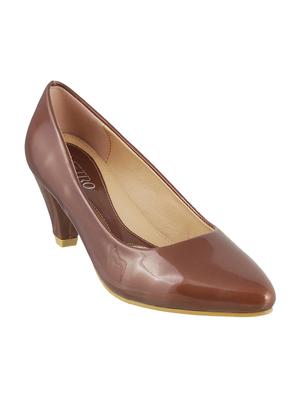 brown leatherette slip on pumps - 15339598 - Standard Image - 1