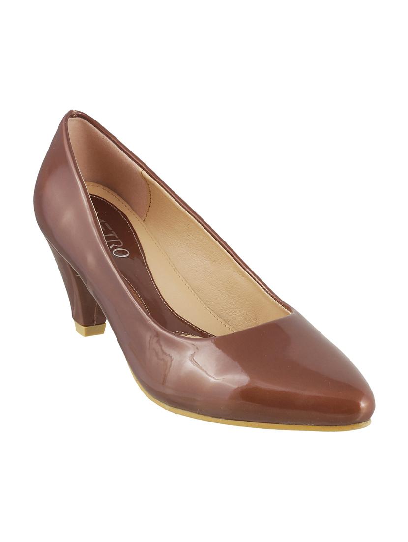 brown leatherette slip on pumps - 15339598 - Zoom Image - 1