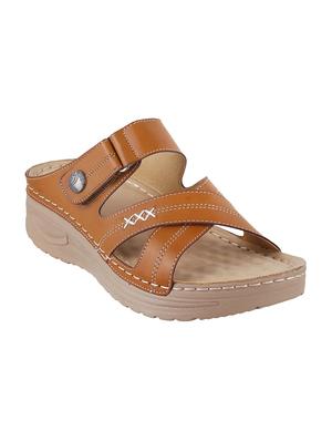 brown faux leather slip on wedges - 15339627 - Standard Image - 1