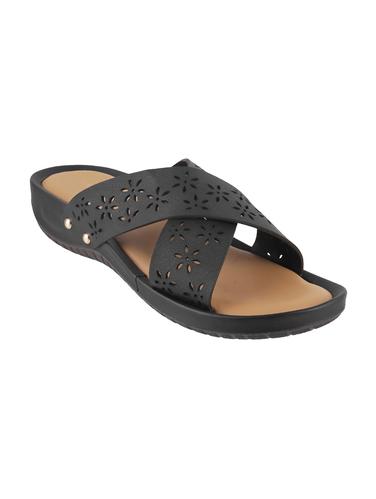 black faux leather slip on sandals - 15339632 - Very Small Image - 1