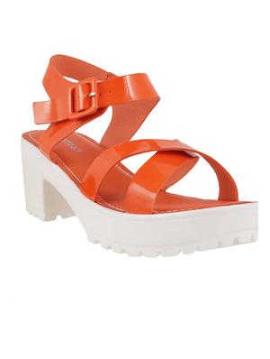 orange leatherette back strap sandals - 15339642 - Standard Image - 1