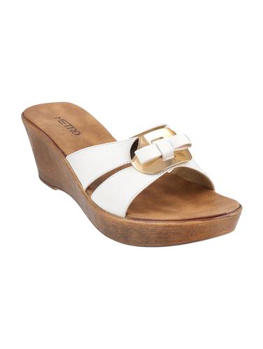 white leatherette slip on wedges - 15339644 - Very Small Image - 1