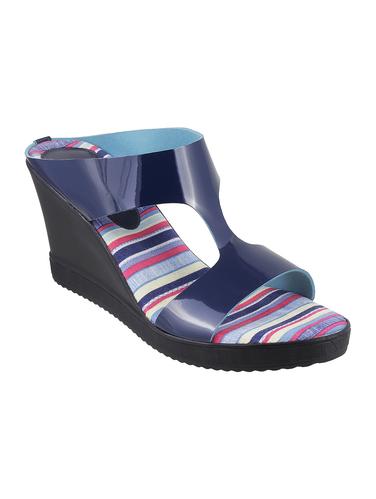 blue faux leather slip on wedges - 15339645 - Very Small Image - 1