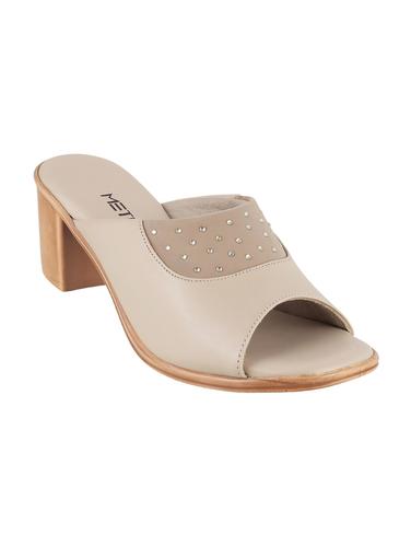 beige leatherette slip on sandals - 15339670 - Very Small Image - 1