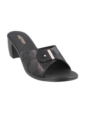 black faux leather slip on sandals - 15339674 - Standard Image - 1