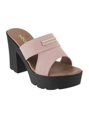 pink leatherette slip on sandals - 15339678 - Standard Image - 1