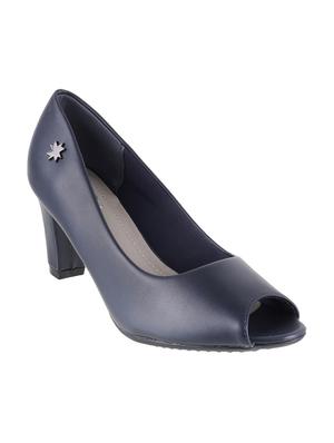 navy leatherette slip on pumps - 15339691 - Standard Image - 1