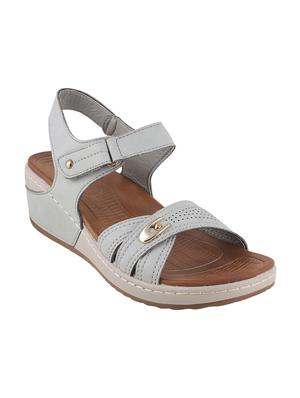 grey faux leather back strap sandals - 15339705 - Standard Image - 1