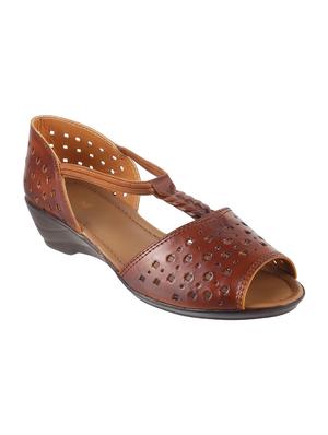 tan faux leather closed back wedges - 15339708 - Standard Image - 1