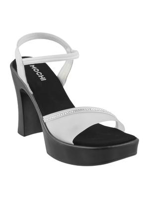 white faux leather ankle strap sandals - 15339735 - Standard Image - 1