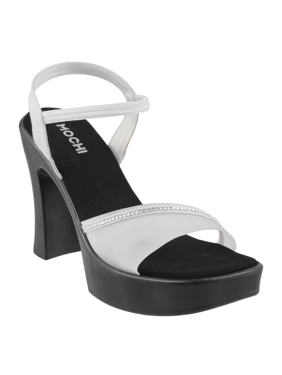 white faux leather ankle strap sandals - 15339735 - Zoom Image - 1