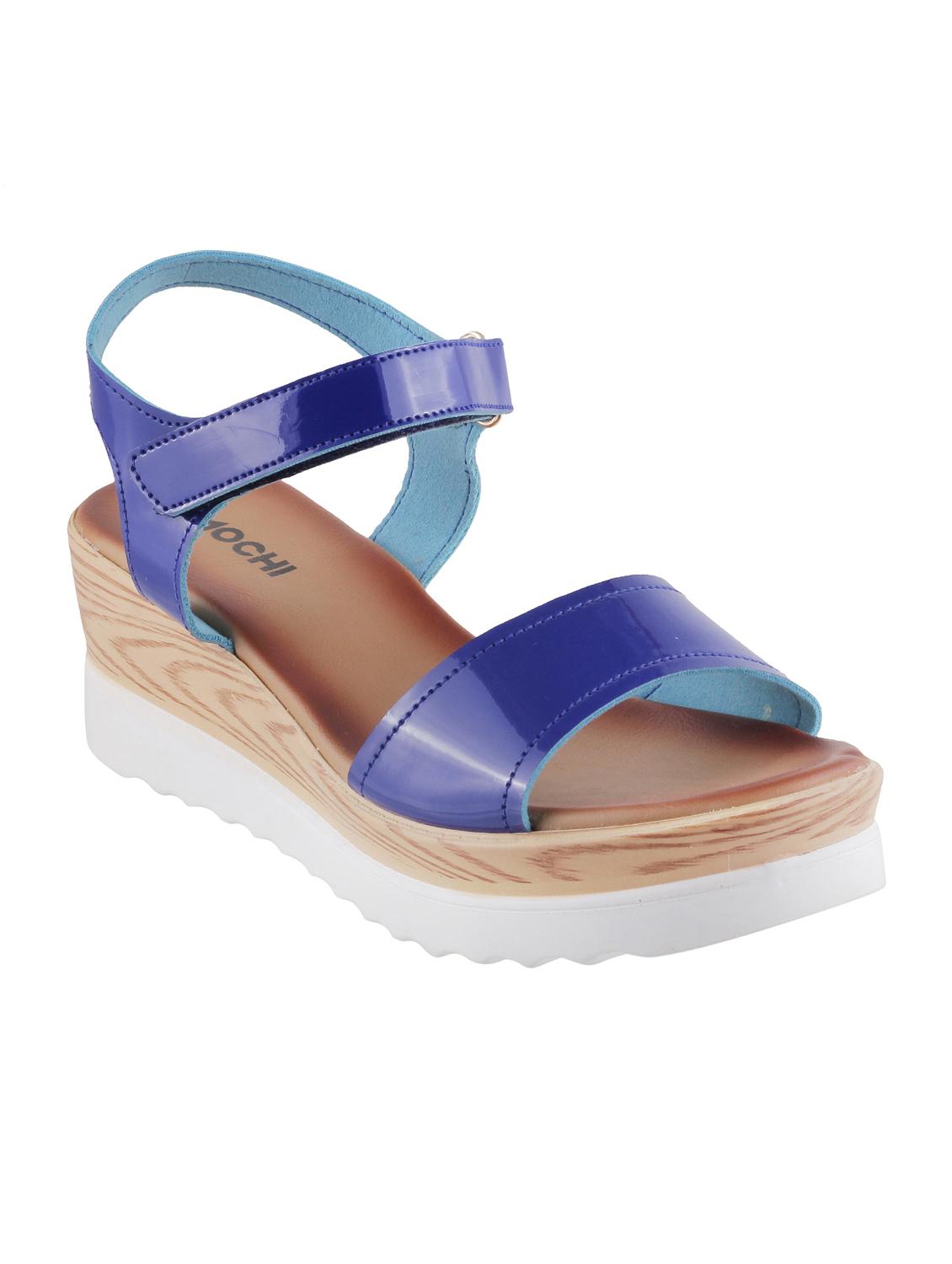 blue faux leather back strap wedges - 15339736 - Zoom Image - 1