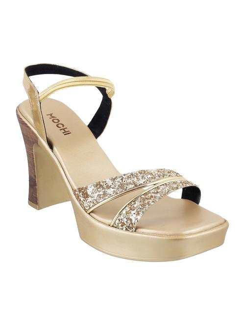 gold faux leather ankle strap sandals - 15339741 - Standard Image - 1