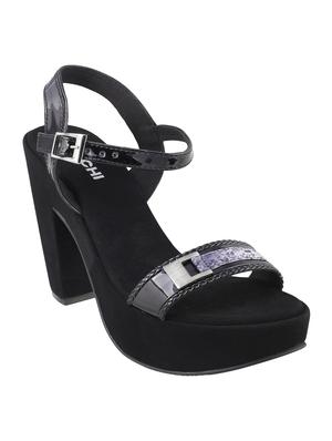 black leatherette ankle strap sandals - 15339764 - Standard Image - 1