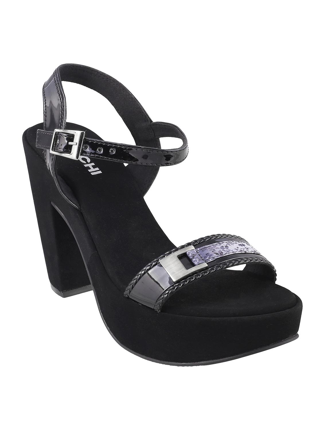 black leatherette ankle strap sandals - 15339764 - Zoom Image - 1