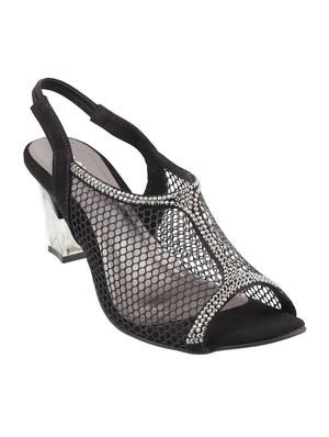 black faux leather back strap sandals - 15339769 - Standard Image - 1