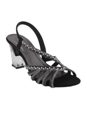 black leatherette back strap sandals - 15339777 - Standard Image - 1