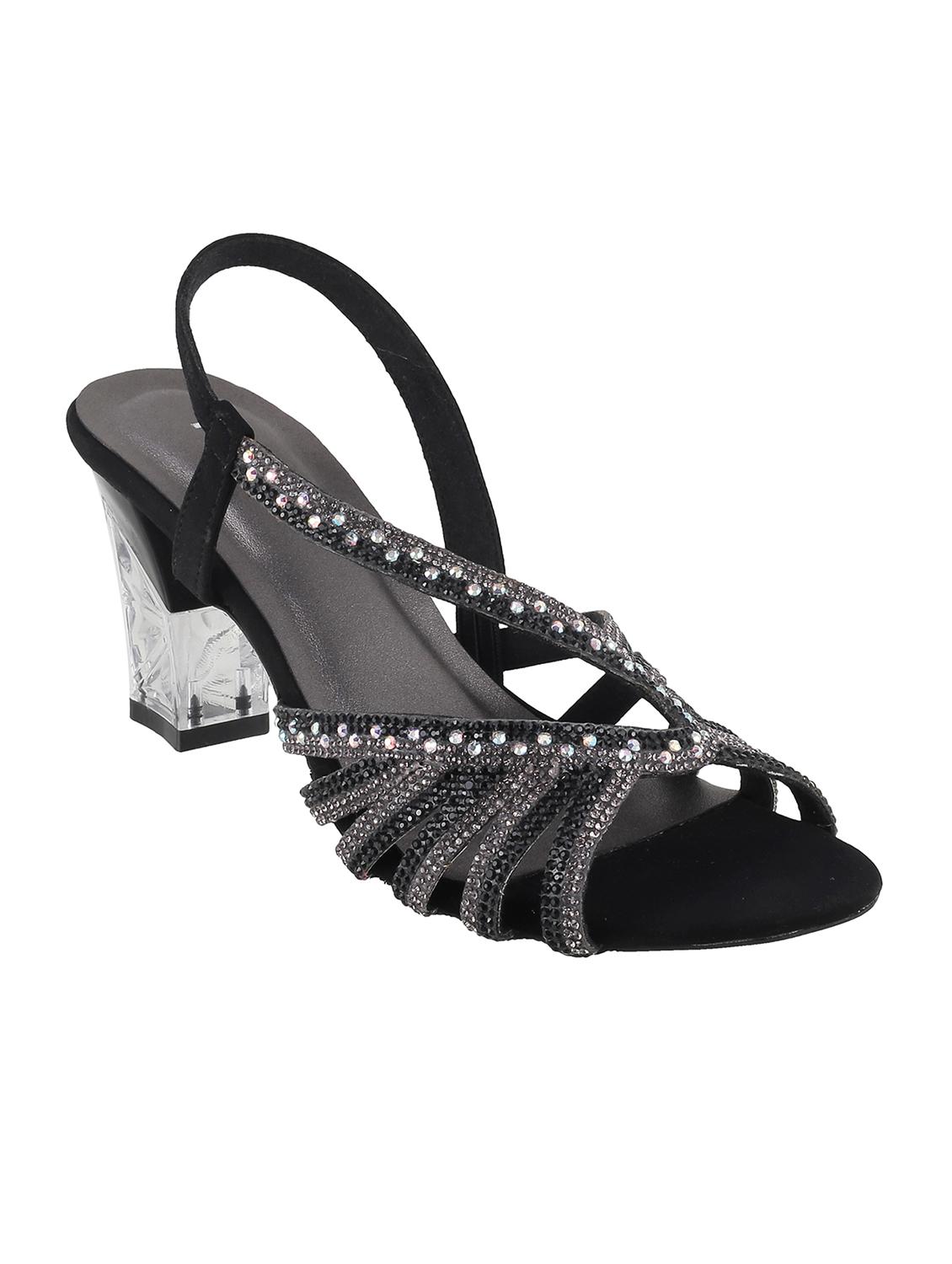 black leatherette back strap sandals - 15339777 - Zoom Image - 1